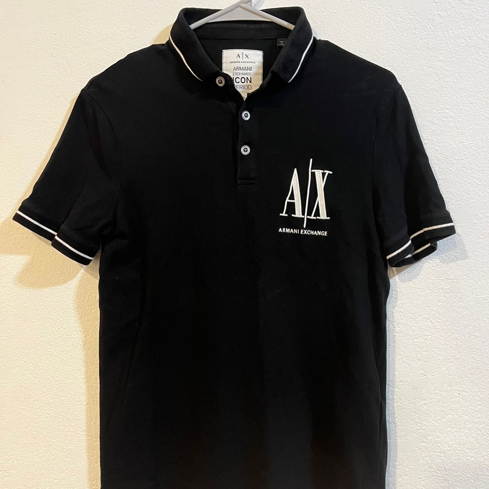 Armani Exchange Black Polo with White Accents